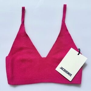 Jacquemus Le Bandeau Valensole Knit Bralette in Hot Pink